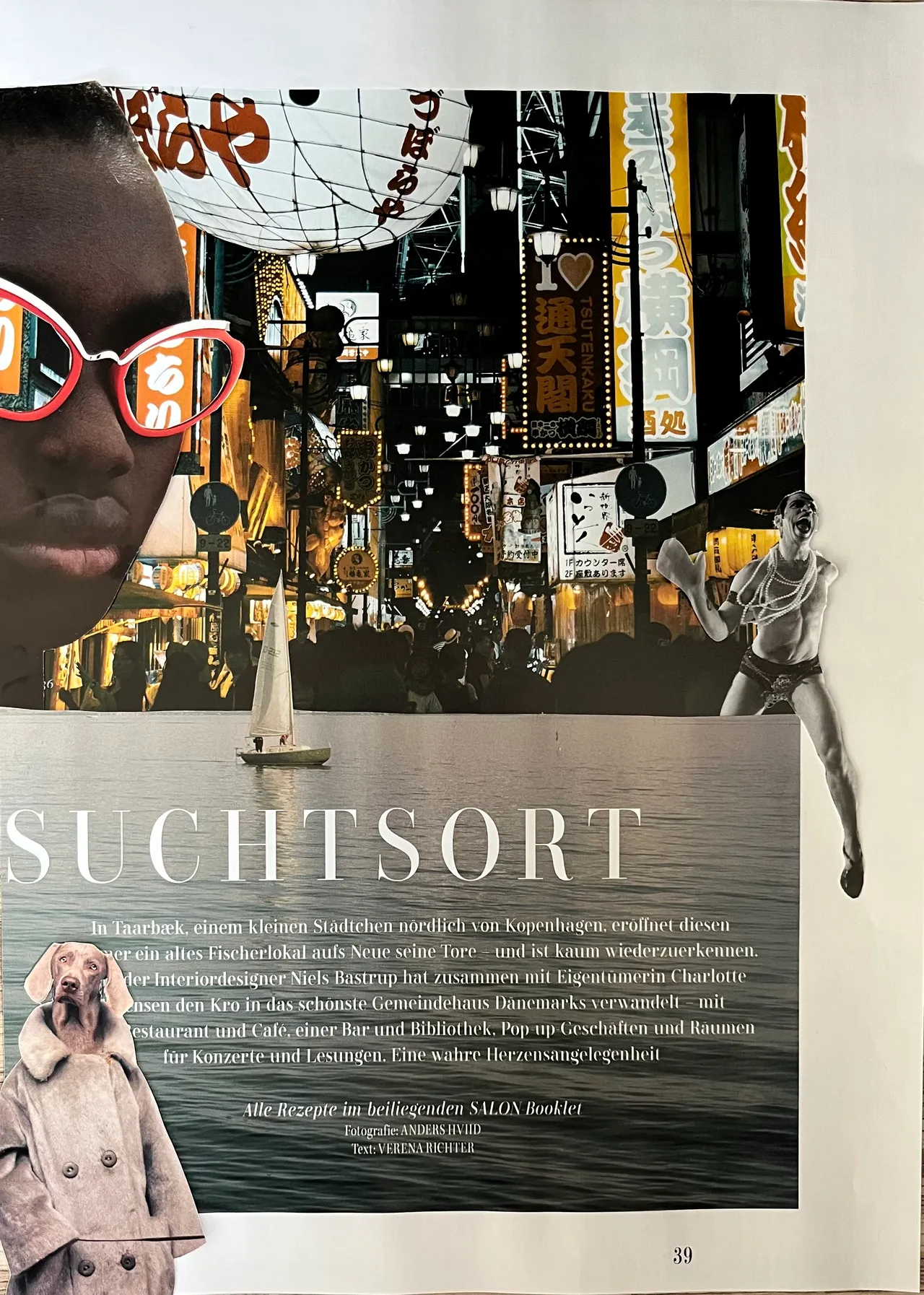 Collage aus Magazinausschnitten – Suchtsort